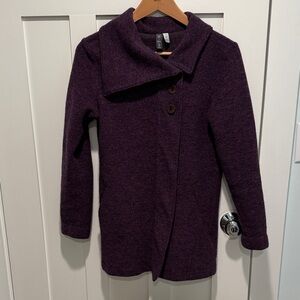 Purple ibex Reese cardigan women’s merino wool button shawl sweater size small